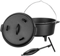 Rosenstein & S&ouml;hne Topf f&uuml;r Grill: Dutch Oven aus Gusseisen mit Standf&uuml;&szlig;en,
