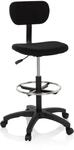 hjh OFFICE 671004 Arbeitsstuhl mit Fu&szlig;ring TOP Work 05 Stoff Schwarz Counterstuhl