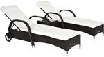 Outsunny Sonnenliege Gartenliege Tisch 3er-Set Gartenm&ouml;bel, Polyrattan+Metall