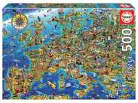 Educa - Puzzle 500 Teile für Erwachsene | Verrückte Europakarte, 500 Teile Puzzle