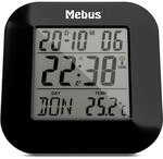 Mebus digitaler Funkwecker mit Thermometer, Datumsanzeige und Beleuchtung,