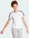 adidas Damen Essentials Slim 3-Stripes Tee, White / Black, XL