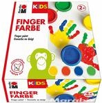 Marabu 0303000000080 - Kids Fingerfarbe Set mit 4 leuchtenden Farben &aacute; 100 ml,