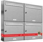 AL Briefkastensysteme 4er Briefkastenanlage aus V2A Edelstahl, Premium...