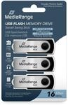 MediaRange USB 2.0 Speicherstick 16GB - 3er Pack - Mini USB Flash-Laufwerk mit
