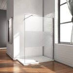 ALONI Walk In Dusche begehbare Duschwand aus ESG Echtglas mit halbmattem...