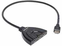 Manhattan 207843 1080p 3-Port HDMI-Switch integriertes Kabel Schwarz