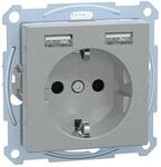Schneider Electric Merten Schuko-Steckdose mit USB Anschluss Typ A+A, Unterputz,
