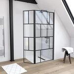 MARWELL Duschwand in modernem Design 90 + 40 x 195 cm - Trennwand aus Glas mit...