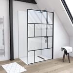 MARWELL Duschwand in modernem Design 120 x 195 cm - Trennwand aus Glas mit matt