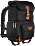 Mantona Luis junior Retro Fotorucksack schwarz mit Leder, Kamerarucksack inkl.