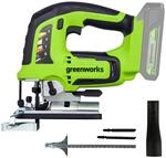 Greenworks GD24JS Akku Stichs&auml;ge, 3000spm, verstellbarer Sockel bis 45&deg;,
