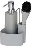 WENKO 3620126100 Sp&uuml;l-Set Empire Grau - Sp&uuml;lmittelspender, Sp&uuml;lb&uuml;rste,