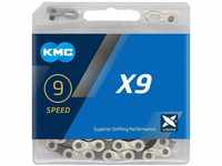 KMC Unisex – Erwachsene X9 Silver/Grey 9-Fach Kette 1/2" x11/128, 114 Glieder,