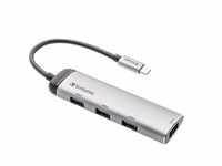 Verbatim USB-C Multiport-Hub, USB-C-Adapter aus hochwertigem Aluminium für Laptops