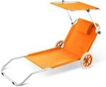 Casaria&reg; Sonnenliege Klappbar mit Dach Strandliege mit Rollen Tasche Outdoor