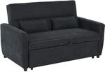 HOMCOM Schlafsofa mit Schlaffunktion, Verstellbare R&uuml;ckenlehne, Schwarz