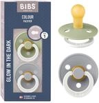 BIBS Colour Glow Schnuller 2er-Pack, BPA-frei. Leuchtet im Dunkeln, Kirschform