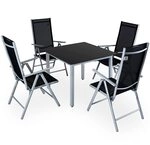 Casaria&reg; Gartenm&ouml;bel Set 4 St&uuml;hle mit Tisch 90x90cm Aluminium Sicherheitsglas