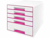 Leitz CUBE Schubladenbox mit 5 Schubladen, Weiß/Pink, A4, Inkl. transparentem