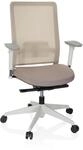 hjh OFFICE 738117 Profi B&uuml;rostuhl Pure White Stoff/Netz Beige Drehstuhl ergonomisch,