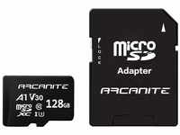 ARCANITE 128 GB microSDXC-Speicherkarte mit SD-Adapter — A1, UHS-I U3, V30, 4K,