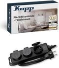 Kopp 3-Fach Feuchtraum-Steckdosenleiste in Schwarz - Robuste Mehrfachsteckdose mit
