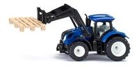 Siku 1544, New Holland Traktor mit Palettengabel und Palette, Metall/Kunststoff,
