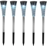 GLOBO 5er Set RGB LED Solar Steck Leuchten Garten Edelstahl Au&szlig;en Lampen