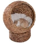 PawHut Rattan Katzenkorb Katzenh&ouml;hle Katzenh&uuml;tte Katzenbett mit Kissen...