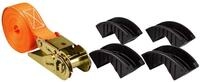 LAS 10299 Spanngurt mit Ratsche, mit Kantenschutz, 25mm x 5m, 500Kg, Schwarz