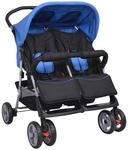 vidaXL Zwillingsbuggy Klappbar Geschwisterwagen Zwillingswagen Kingderwagen