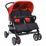 vidaXL Zwillingsbuggy Stahl Buggy Geschwisterkinderwagen Zwillingswagen Baby