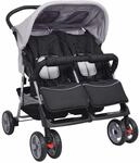 vidaXL Zwillingsbuggy Klappbar Kingderwagen Geschwisterwagen Zwillingswagen
