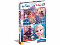 Clementoni 21609 Supercolor Frozen 2 – Puzzle 2 x 60 Teile ab 4 Jahren, buntes