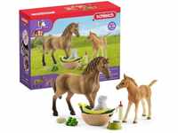 schleich HORSE CLUB 42432 Sarahs Baby Pferde Set - Tierpflege Set mit Fohlen, Pferd