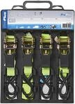 ProPlus 320205 Spanngurt mit Ratsche + 2 Haken, 5 Meter, Set mit 4 St&uuml;ck,