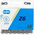 Fahrrad Kette, KMC Fahrradkette, Z6, 1/2" x 3/32", 114 Glieder, 6-fach, 18 Gang, grau