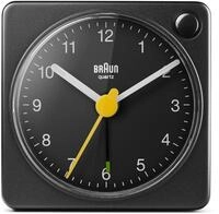 Braun Klassischer analoger Reisewecker mit Schlummerfunktion und Licht, kompakte