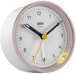 Braun klassischer analoger Quarzwecker in Pink-Wei&szlig;/Schlummerfunktion &