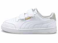 PUMA Shuffle V PS Sneaker, White White Gray Gold, 35 EU