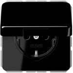 Jung Schuko Steckdose 16 A 250 V Bruchsicher mit Klappdeckel Serie CD Schwarz, 1