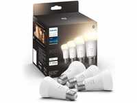 Philips Hue White E27 LED Lampen 4-er Pack (800 lm), dimmbare LED Leuchtmittel für