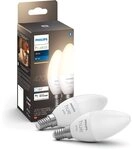 Philips Hue White E14 LED Lampen in Kerzenform 2er Pack (470 lm), dimmbare LED