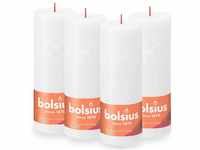Bolsius Rustik Stumpenkerzen - Weiß - Set 4 Stück - Länge Brenndauer 85 Stunden -