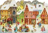 Nostalgischer Adventskalender/Weihnachtskalender mit Bildern und Glimmer f&uuml;r Kinder