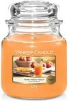 Yankee Candle Farm Fresh Peach Duftkerze, Glas, Orange, 10.7 cm Mittel