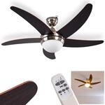HOFSTEIN Deckenventilator Morino aus Metall/Holz/Glas in Nickel-matt/braun,