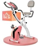 HOMCOM Heimtrainer 2-in-1 Fahrradtrainer mit LCD-Display Pulsmesser Rosa 