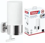 tesa ELEGAANT Seifenspender-Set, Milchglas und verchromtes Metall -